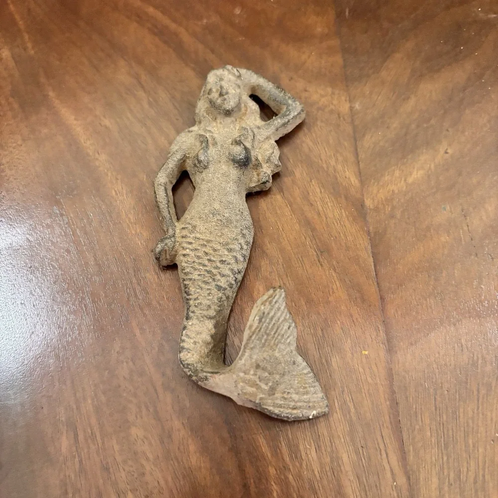 Set of 6 ‎ Cast Iron Mermaid Bottle Openers & Wall Hooks Nautical Decor Beach